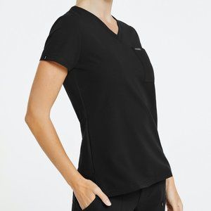 NWOT Jaanuu Women's 3-Pock V-Neck Top Black Scrub Scrubs Large